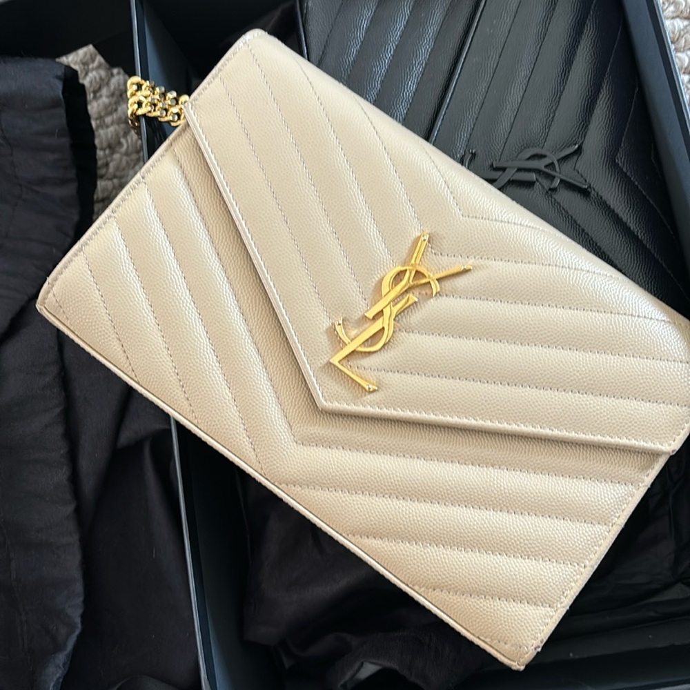 Ysl Monogram Large Wallet On Chain In Grained Lea… - image 1